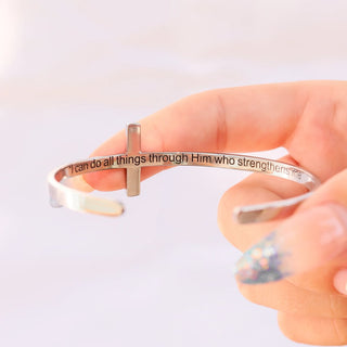 Philipians 4:13 Cross Cuff Bracelet