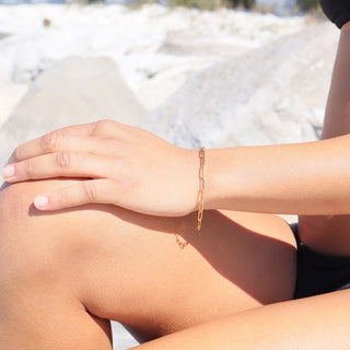 Gold paperclip chain bracelet