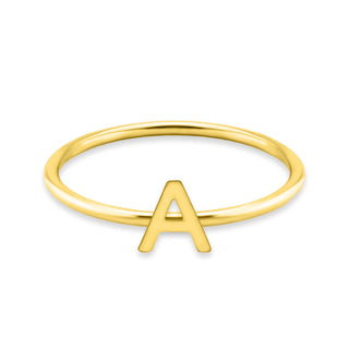 Minimalist gold initial letter ring - stacking ring