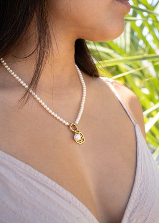 Pearl Charm Holder Necklace
