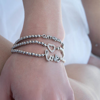 Stackable "Love" Charm Beaded Bracelet