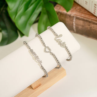 Stackable "Love" Charm Beaded Bracelet