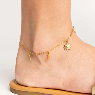 Moon and Star Charms Anklet