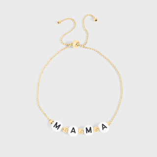 18K gold PVD Stainless Steel Beaded Mama Adjustable Bracelet