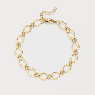 18K Gold PVD Stainless Steel Hammered Oval Chain Bracelet