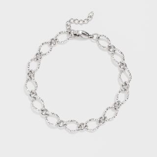 18K Gold PVD Stainless Steel Hammered Oval Chain Bracelet