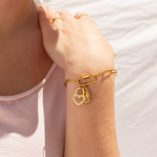 CZ Heart Padlock Charm