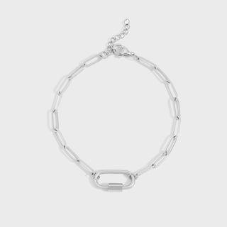 Silver / 18K Gold PVD Stainless Steel Paperclip Carabiner Bracelet / BRJ1072
