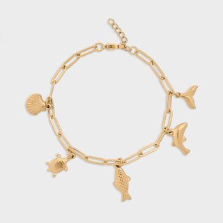 Gold Sea Vacation Charm Bracelet