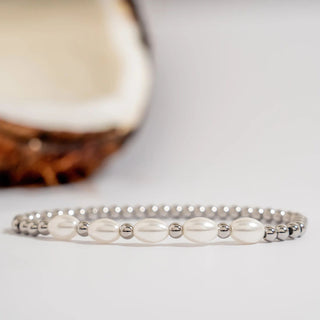 Oval Pearl Accented Beaded Bracelet