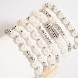 Oval Pearl Accented Beaded Bracelet