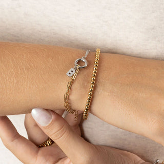 Mixed Metal Double Chain Charm Holder Bracelet- model 