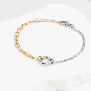 Mixed Metal Double Chain Charm Holder Bracelet- studio 