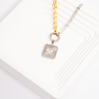 Mixed Metal Double Chain Charm Holder Bracelet