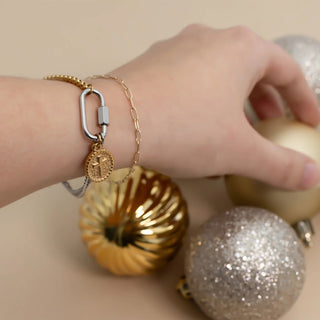 Mixed Metal Split Chain Charm Holder Bracelet