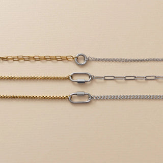 Mixed Metal Split Chain Charm Holder Bracelet