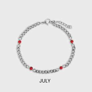 Stainless Steel Station Birthstone Bracelet
