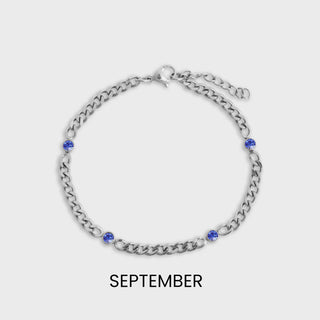 Stainless Steel Station Birthstone Bracelet