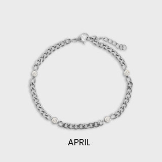 Stainless Steel Station Birthstone Bracelet