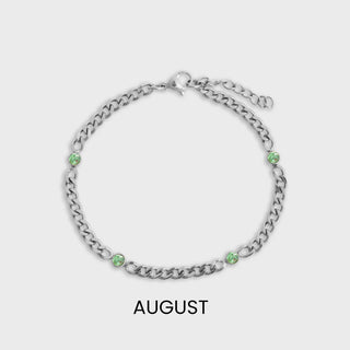Stainless Steel Station Birthstone Bracelet