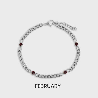 Stainless Steel Station Birthstone Bracelet