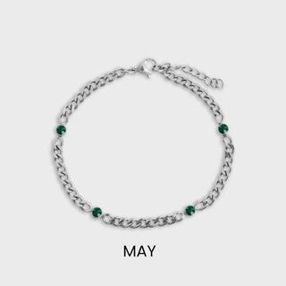Stainless Steel Station Birthstone Bracelet