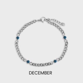Stainless Steel Station Birthstone Bracelet
