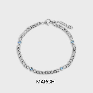Stainless Steel Station Birthstone Bracelet