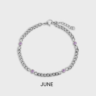 Stainless Steel Station Birthstone Bracelet