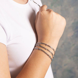 Stainless Steel Station Birthstone Bracelet