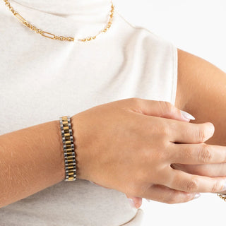 Mixed Metal Watch Band Bracelet- model 