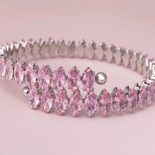 Pink crystal bracelet on a pink background