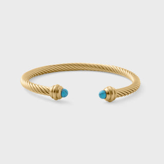 Turquoise Twisted Bangle- gold main 