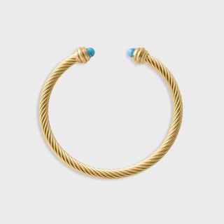 Turquoise Twisted Bangle- gold main 