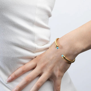 Turquoise Twisted Bangle- gold model 