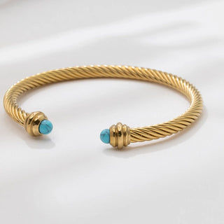 Turquoise Twisted Bangle- gold studio 