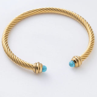 Turquoise Twisted Bangle- gold studio 