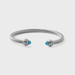 Turquoise Twisted Bangle- silver main 