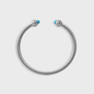 Turquoise Twisted Bangle- silver main 