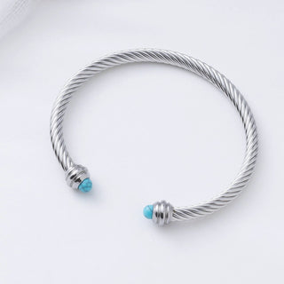 Turquoise Twisted Bangle- silver studio 