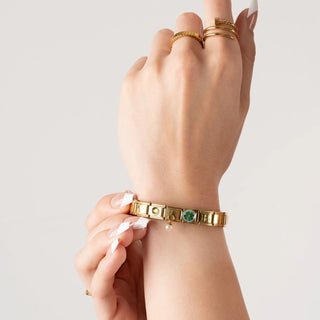 Gold Birthstone Italian Charm- model
