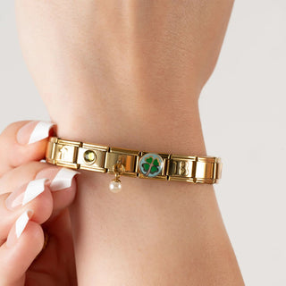 Gold Initial Italian Charm- model