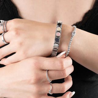 Silver Colorful Stone Italian Charm- model