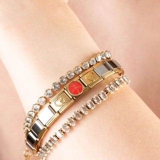 Double Heart Italian Charm- Model
