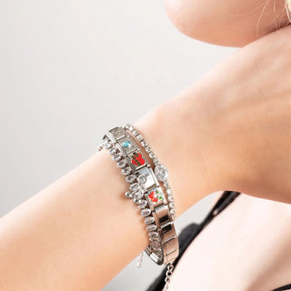 Silver Birthstone Italian Charm- Studio-model