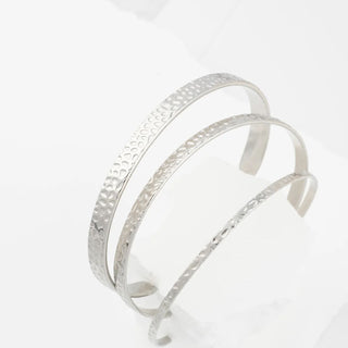 Stainless Hammered Cuff Bracelet- studio