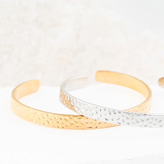 Stainless Hammered Cuff Bracelet- studio