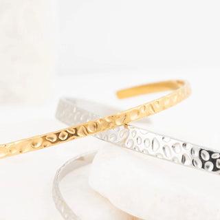 Stainless Hammered Cuff Bracelet- studio