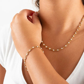 Glass Pearl Chain Bracelet- Model