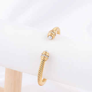 Pearl Twisted Bangle Bracelet- Studio